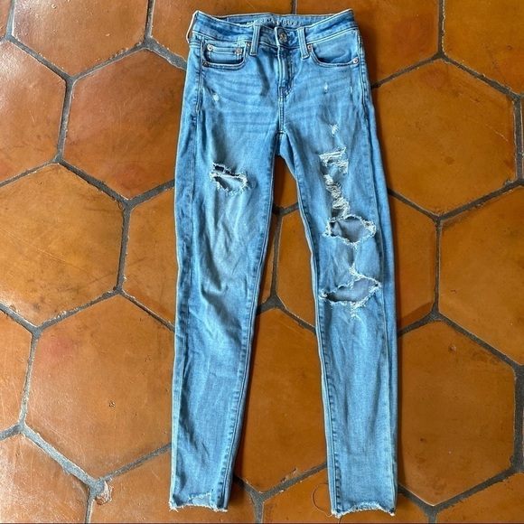 American Eagle Jeggings Jeans Ripped Destroyed - Picture 1 of 7